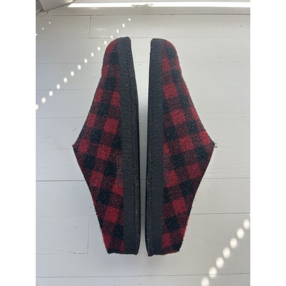 Birkenstock Zermatt Shearling Red & Black Plaid Wool Felt Slippers Size 44/M11